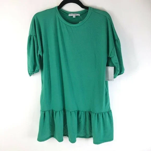 green velvet t shirt dress Pomander Place Hunter Green Velvet Samantha Dress Hunter Green / S